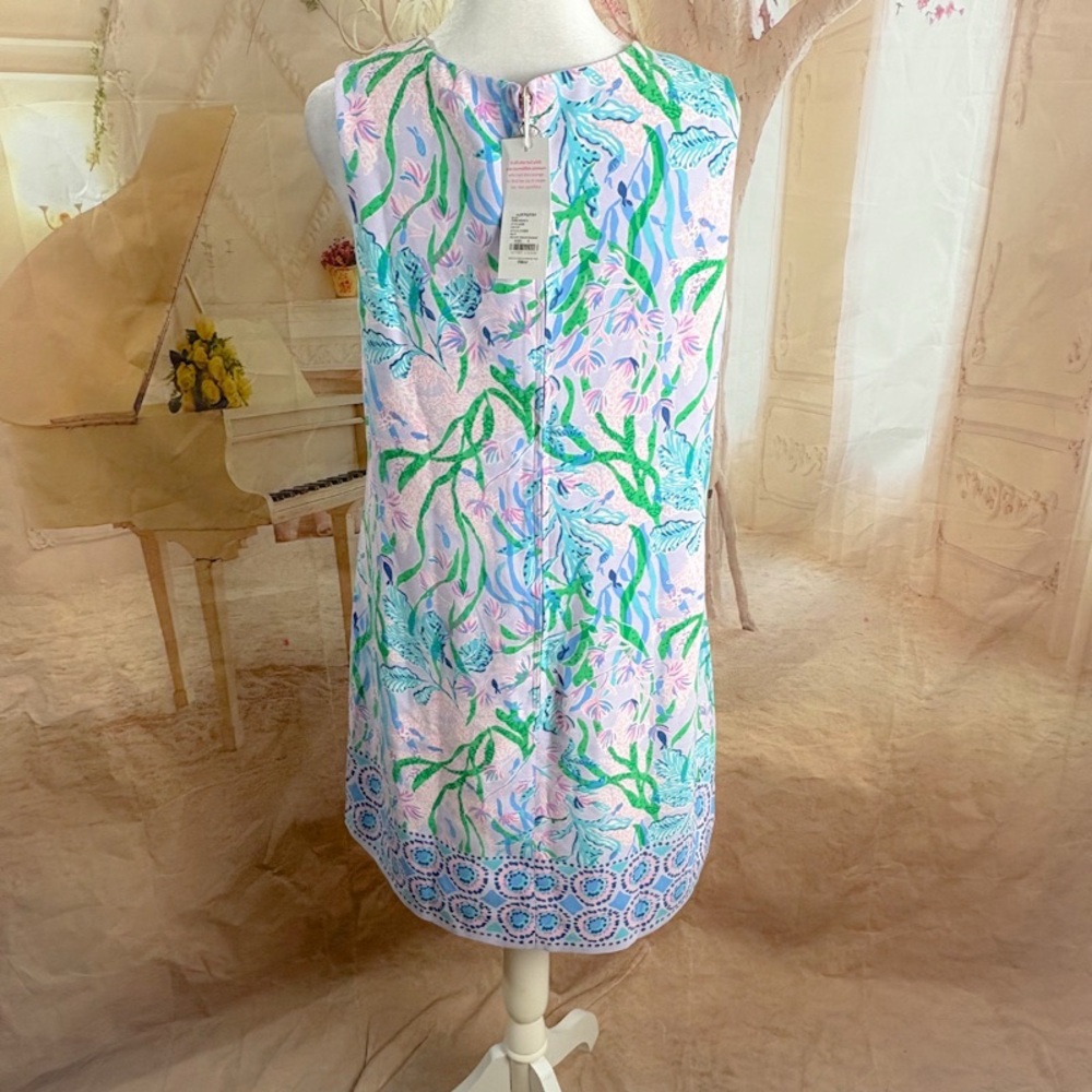 NEW Lilly Pulitzer EDITA SHIFT, MULTI SEACRET ESCAPE ENGINEERED WOVEN DRESS - Picture 9 of 11